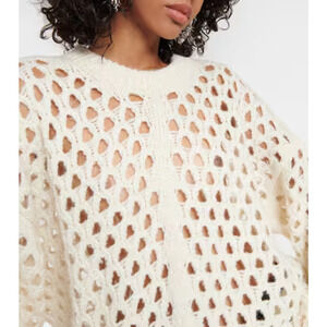 Isabel Marant Tane Alpaca Merino Wool Knit Oversized Sweater Cream 34 FR / US 2